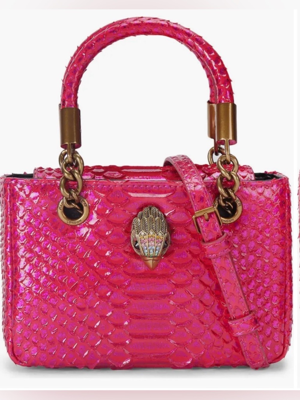 Kurt Geiger Mini Square Kensington Croc-Embossed Leather Top Handle Bag NWT